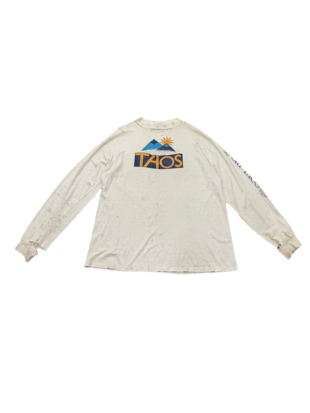 Vintage 1990s Hanes TAOS Long Sleeve T-Shirt Distressed Made in USA Cotton